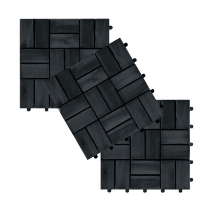 Hardwood Deck Tiles 18 slats 8 BLACK